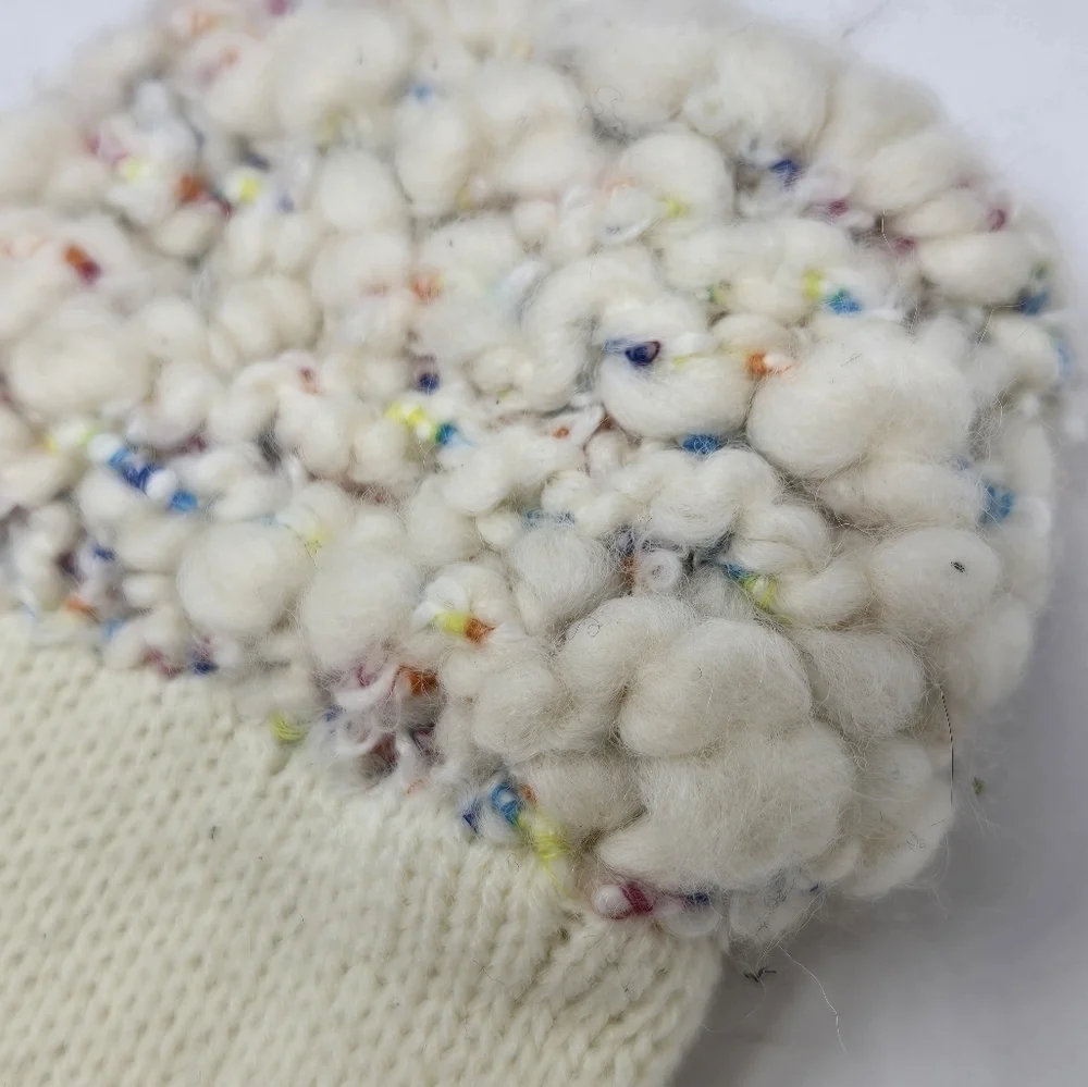 VINTAGE LIZ CLAIBORNE CREAM WOOL BLEND GLOVES BOULCE CONFETTI CUFFS WOMEN OS